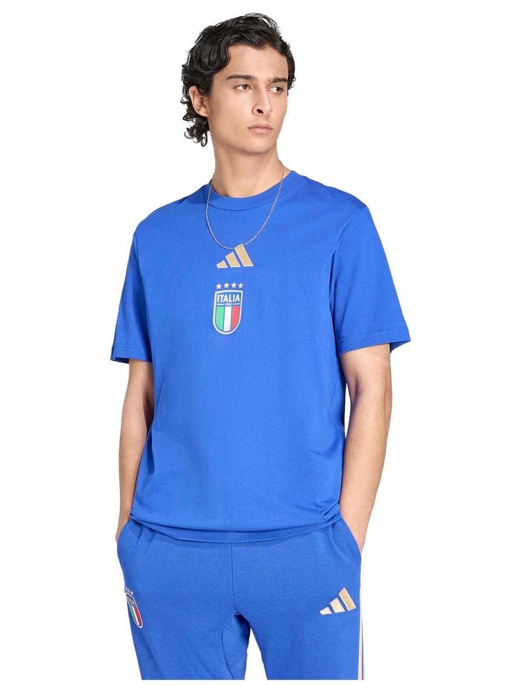 adidas Italia Royal Blue Short Sleeve Crew Tee